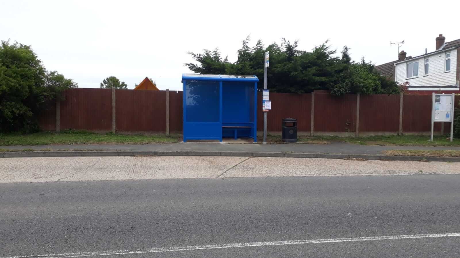 2 Bay Enclosed Heritage Bus Shelter with solid aluminium rear/lower panels and bench seating