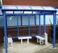 3 Bay HD Barrel Roof Smoking Shelter - Bench seating & pyramid ash trays
