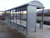 8Mtr Silver Smoking Shelter with aluminium bench seating and pyramid ashtrays