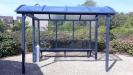 3 Bay Smoking Shelter with aluminium bench seating and pyramid ashtray