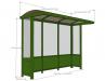 3 Bay Half End Panel Bus Shelter with solid lower panels