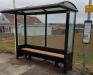 2 Bay Half End Panel Bus Shelter with solid lower panels & bench seating